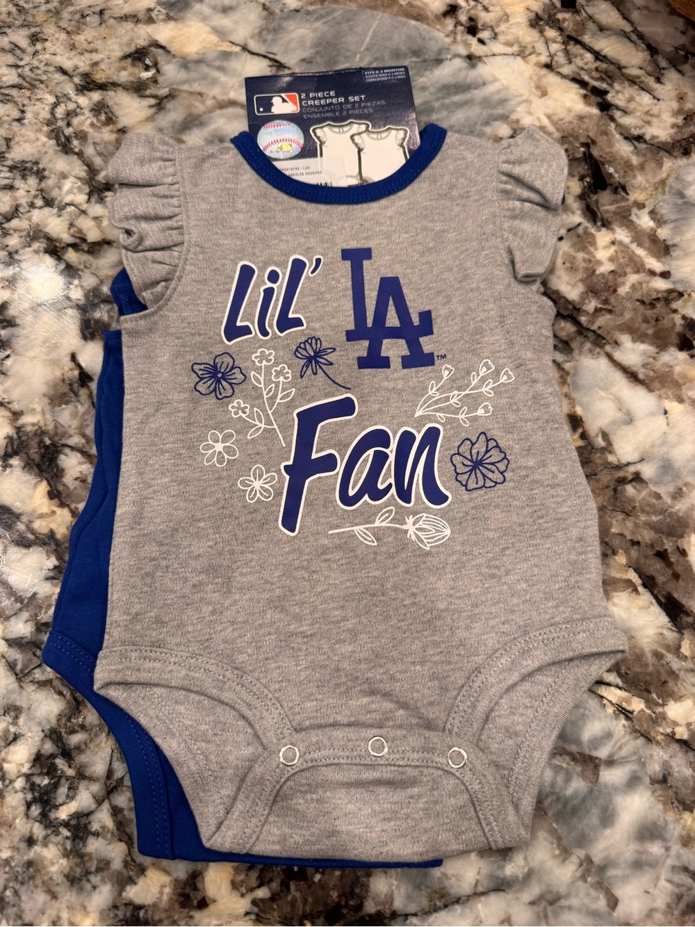 MLB Los Angeles Dodgers Gray & Royal Blue Lil' Fan Baby One-Piece Set